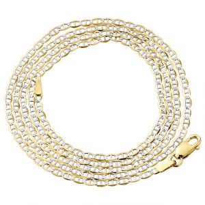 Men's Real 10K Yellow Gold Diamond Cut Mariner Chain 2 mm Necklace 16-26 Inches
