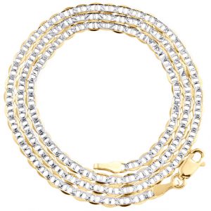 10K Yellow Gold 2.50 mm Diamond Cut Solid Anchor Mariner Chain Necklace 16"-26"