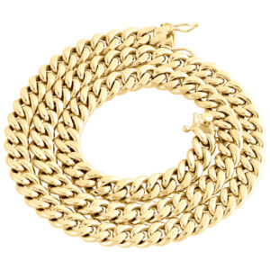 Men's 10K Yellow Gold Hollow Miami Cuban Link Chain 8.50 mm Box Clasp 22-34 Inches