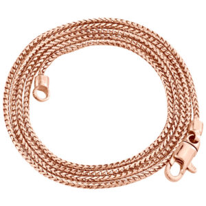 10K Rose Gold 1.50 mm Solid Box Franco Chain Thick Lobster Clasp Necklace 18-24"