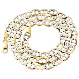 Real 10K Yellow Gold Diamond Cut Solid Mariner Chain 7.50 mm Necklace 22-30 Inches