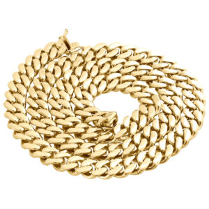 Men's 10K Yellow Gold Hollow Miami Cuban Link Chain 12 mm Box Clasp 24-32 Inches