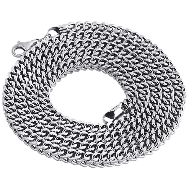 Real 10K White Gold 3D Hollow Franco Box Link Chain 5.50 mm Necklace