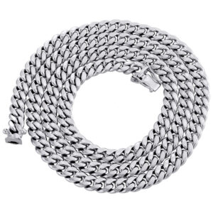 10K White Gold 6 mm Hollow Miami Cuban Link Chain Statement Necklace 18-30 Inches