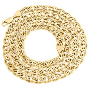 10K Yellow Gold 7mm Double Cuban Curb Italian Link Chain Necklace 22 - 30 Inches
