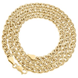 10K Yellow Gold 4.80mm Double Cuban Curb Italian Link Chain Necklace 18-26 Inches
