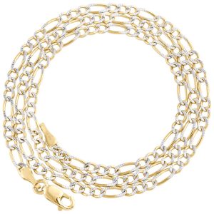 10K Yellow Gold Solid Diamond Cut Figaro Chain 2.50 mm Necklace 16 - 24 Inches