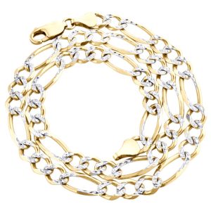 10K Yellow Gold Solid Diamond Cut Figaro Chain 6.50 mm Necklace 16 - 30 Inches