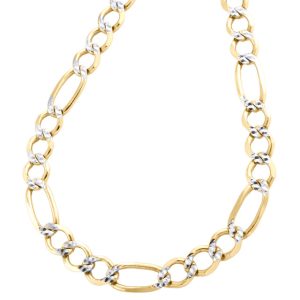 10K Yellow Gold Solid Diamond Cut Figaro Chain 8 mm Necklace 20 - 30 Inches