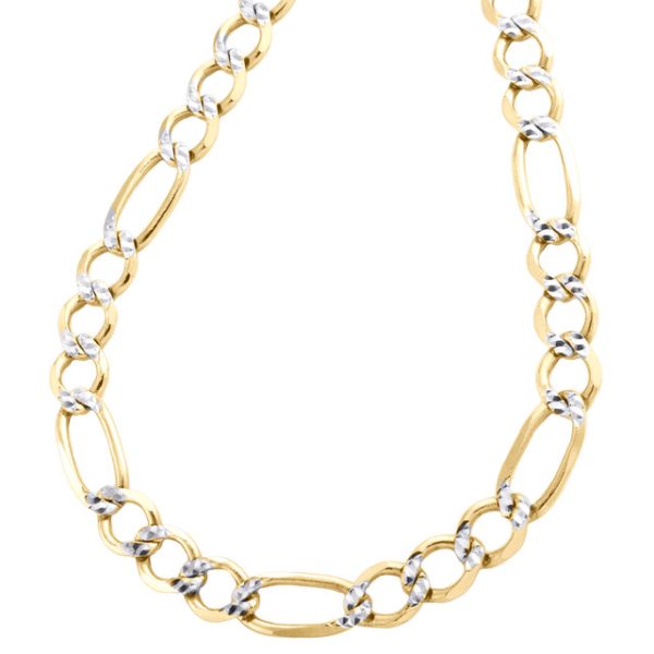 10K Yellow Gold Solid Diamond Cut Figaro Chain 8 mm Necklace 20 - 30 Inches