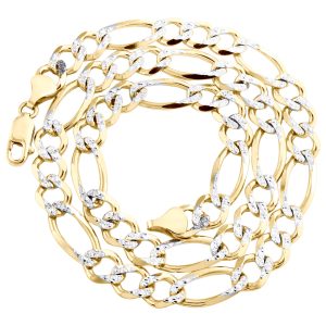 10K Yellow Gold Solid Diamond Cut Figaro Chain 9 mm Necklace 22 - 30 Inches