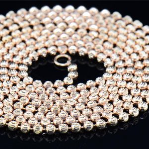 Men's 2mm 10K Rose Gold Beaded Moon Cut Ball Chain Diamond Cut Design 28 Inches