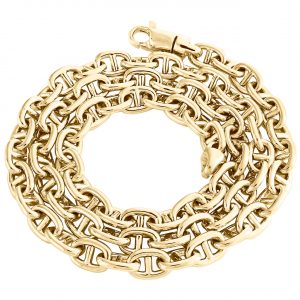 10K Yellow Gold 8.10mm Solid Italian Anchor Link Chain Handmade Necklace 24"