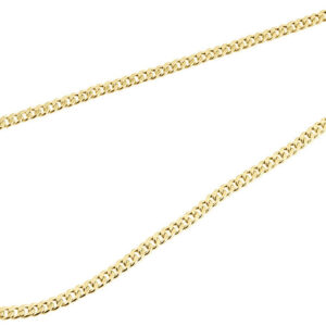 Men's or Ladies 10k Yellow Gold Flat Cuban Chain 2.40mm Necklace 16-26 Inches
