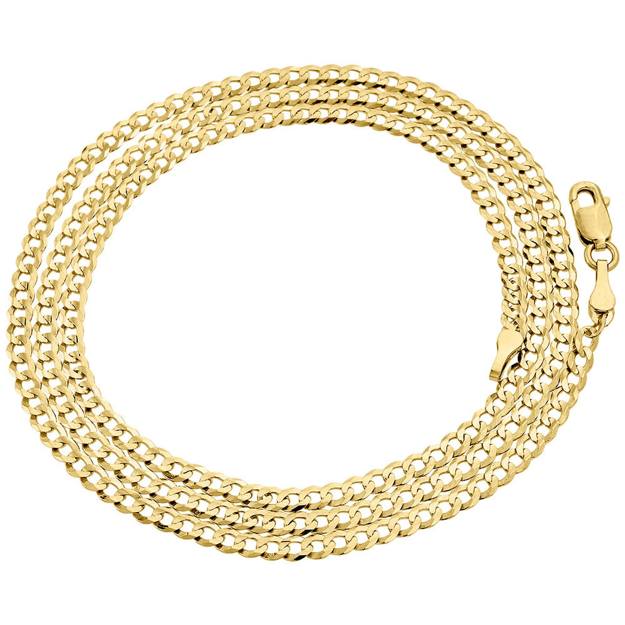 10K Yellow Gold 2.50mm Solid Plain Cuban Link Style Chain Necklace 16-30"