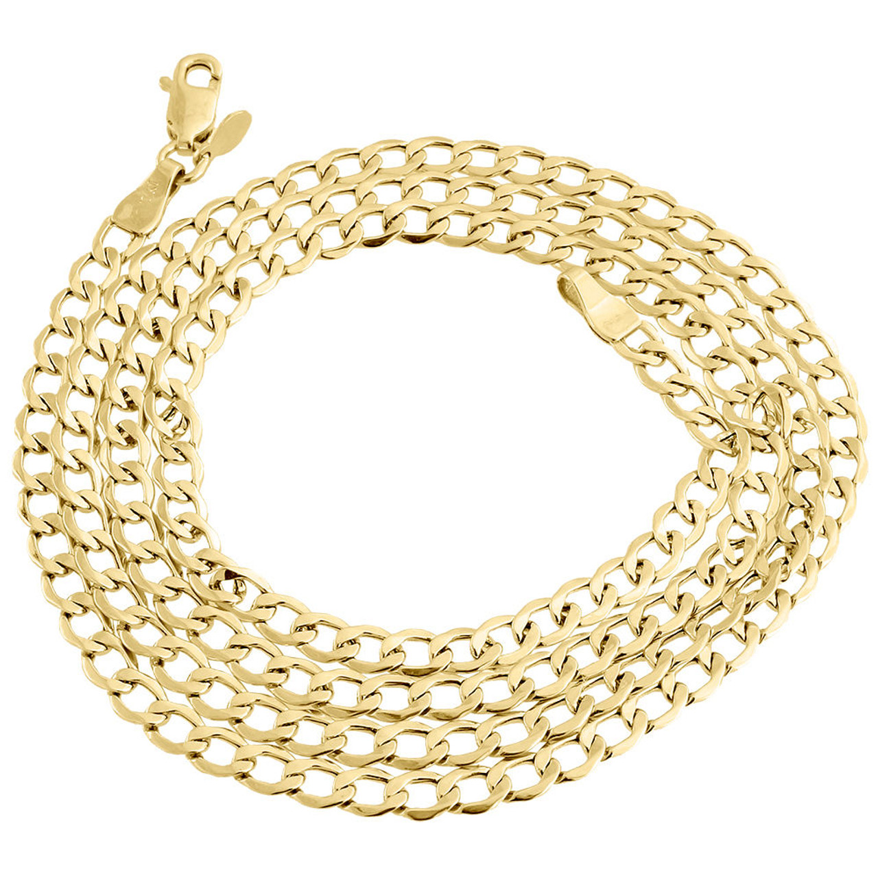 Men's Hollow 10K Yellow Gold 4.60mm Cuban Curb Link Chain Necklace 16-30 Inches