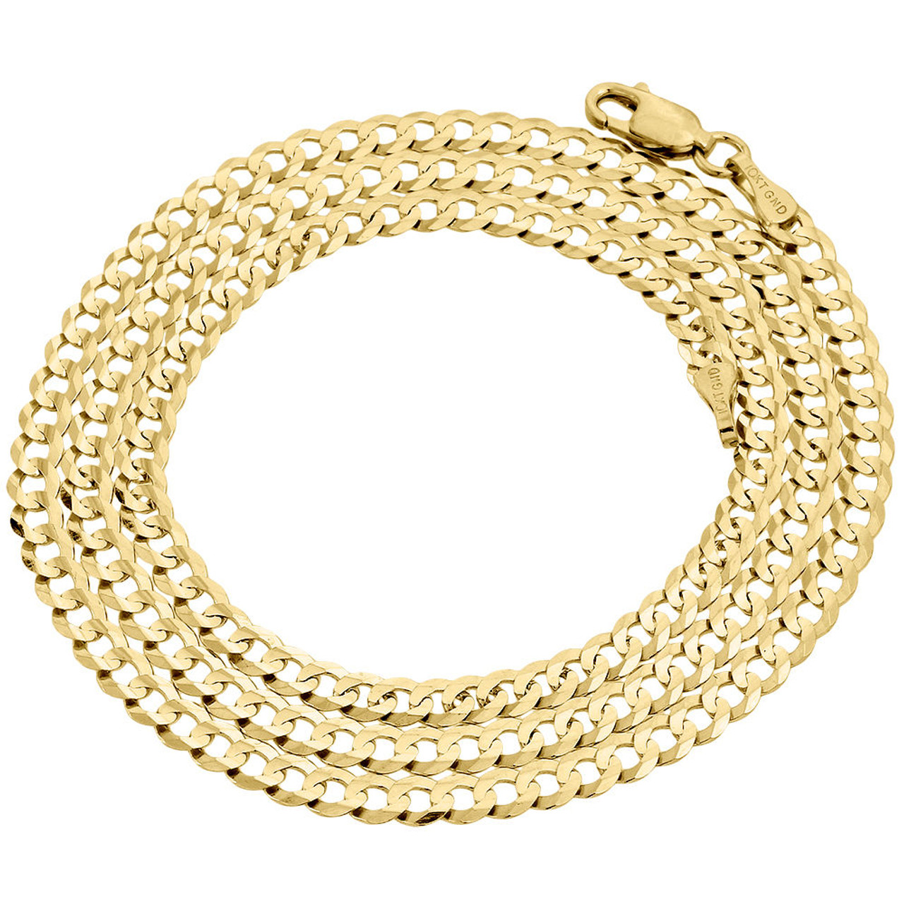 10k Yellow Gold Diamond Cut Hollow Pave Cuban Chain 6.50mm Necklace 20- 30 Inches