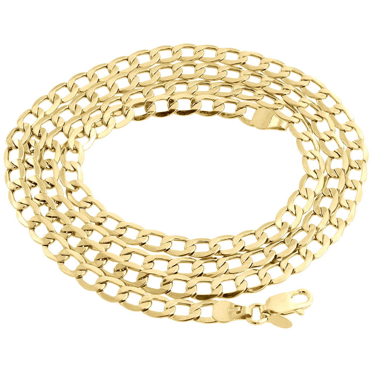 10K Yellow Gold 5.40mm Plain Hollow Cuban Curb Chain Link Necklace 16-30 Inches