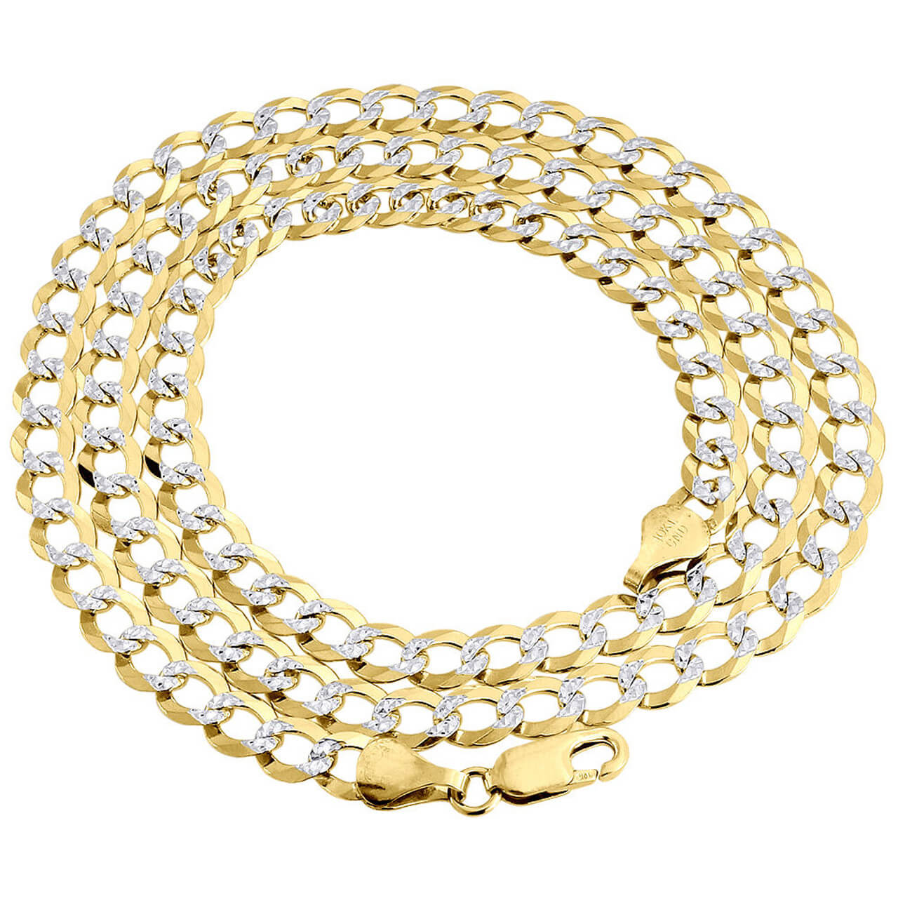 Real 10K Yellow Gold Solid Diamond Cut Cuban Link Chain 5.50mm Necklace