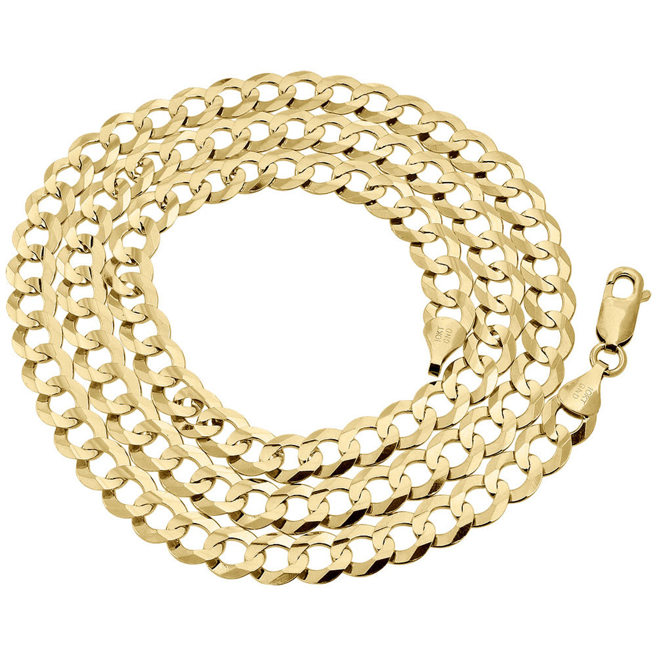 Men's Solid 10K Yellow Gold Cuban Curb Link Chain 7mm Necklace