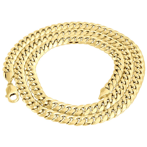 10K Yellow Gold Semi Hollow 9 MM Miami Cuban Link Necklace Chain 30 - 36 inches