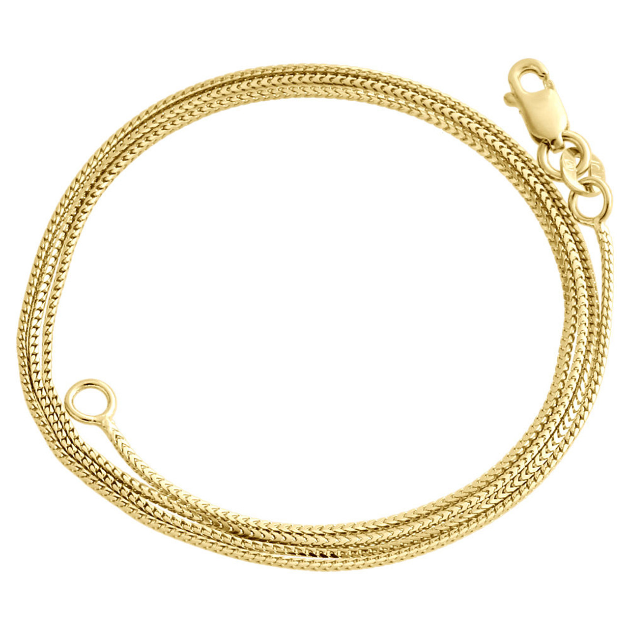 10K Yellow Gold Solid Franco Box Chain Closed Link 0.75 mm Necklace 16 - 24 Inches