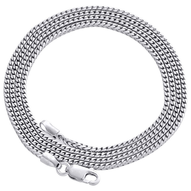 10K White Gold Solid Franco Box Chain Closed Link 1.25mm Necklace 16 - 24 Inches