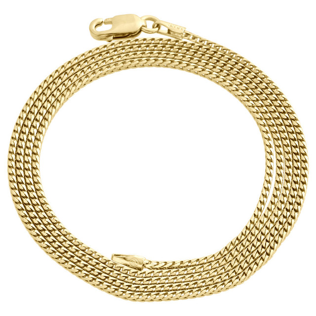 10K Yellow Gold Solid Franco Box Chain Closed Link 1.25mm Necklace 18 - 30 Inches