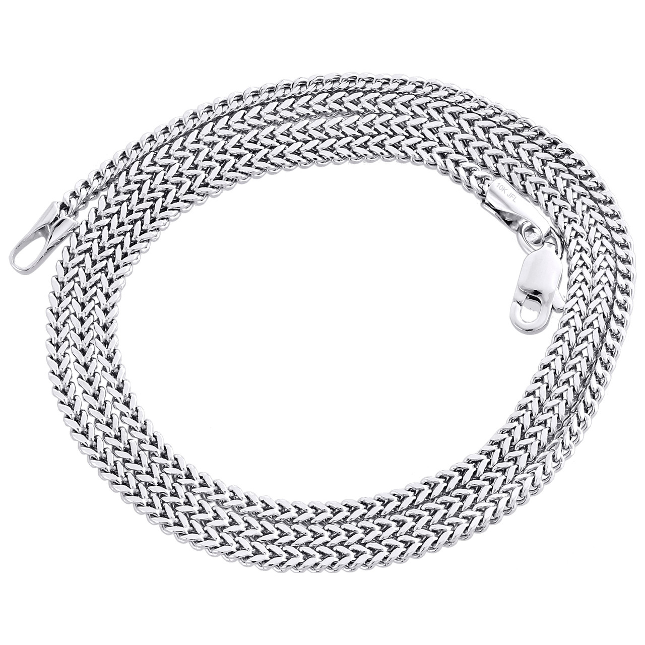 Real 10K White Gold 3D Hollow Franco Box Link Chain 2 mm Necklace