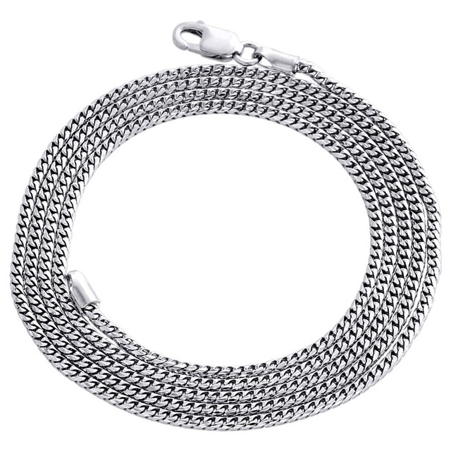 10K White Gold Solid Franco Box Chain Closed Link 1.50mm Necklace 24 - 30 Inches