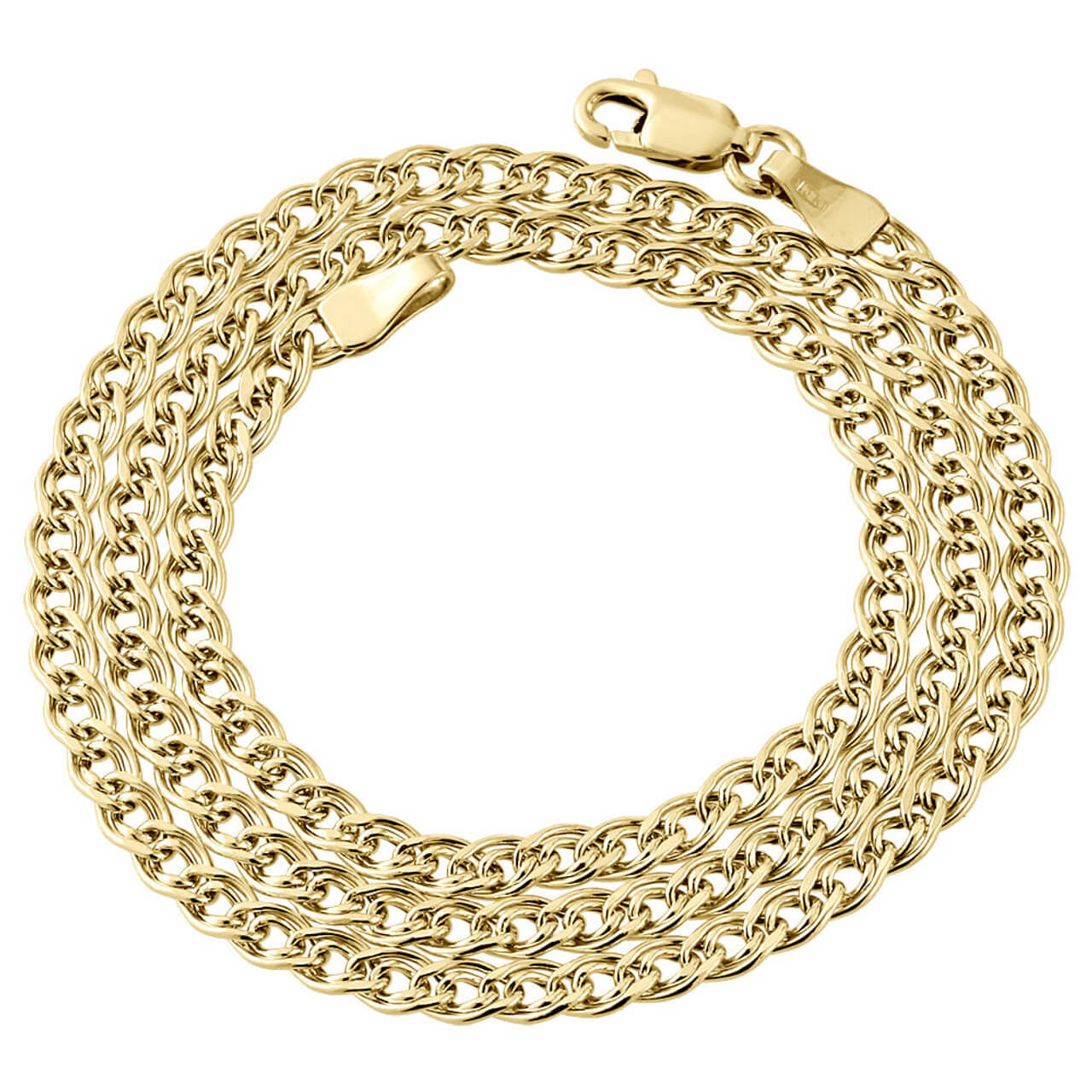 10K Yellow Gold 3.5mm Double Cuban Curb Italian Link Chain Necklace 16-26 Inches