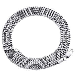 10K White Gold Solid Franco Box Chain Closed Link 1.80 mm Necklace 22 – 30 Inches