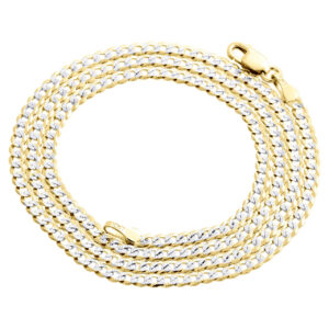 Real 10K Yellow Gold Solid Diamond Cut Cuban Link Chain 2.50mm Necklace