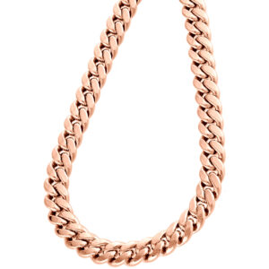 10K Rose Gold 9.25mm Hollow Miami Cuban Link Chain Box Clasp Necklace 18-24 Inches