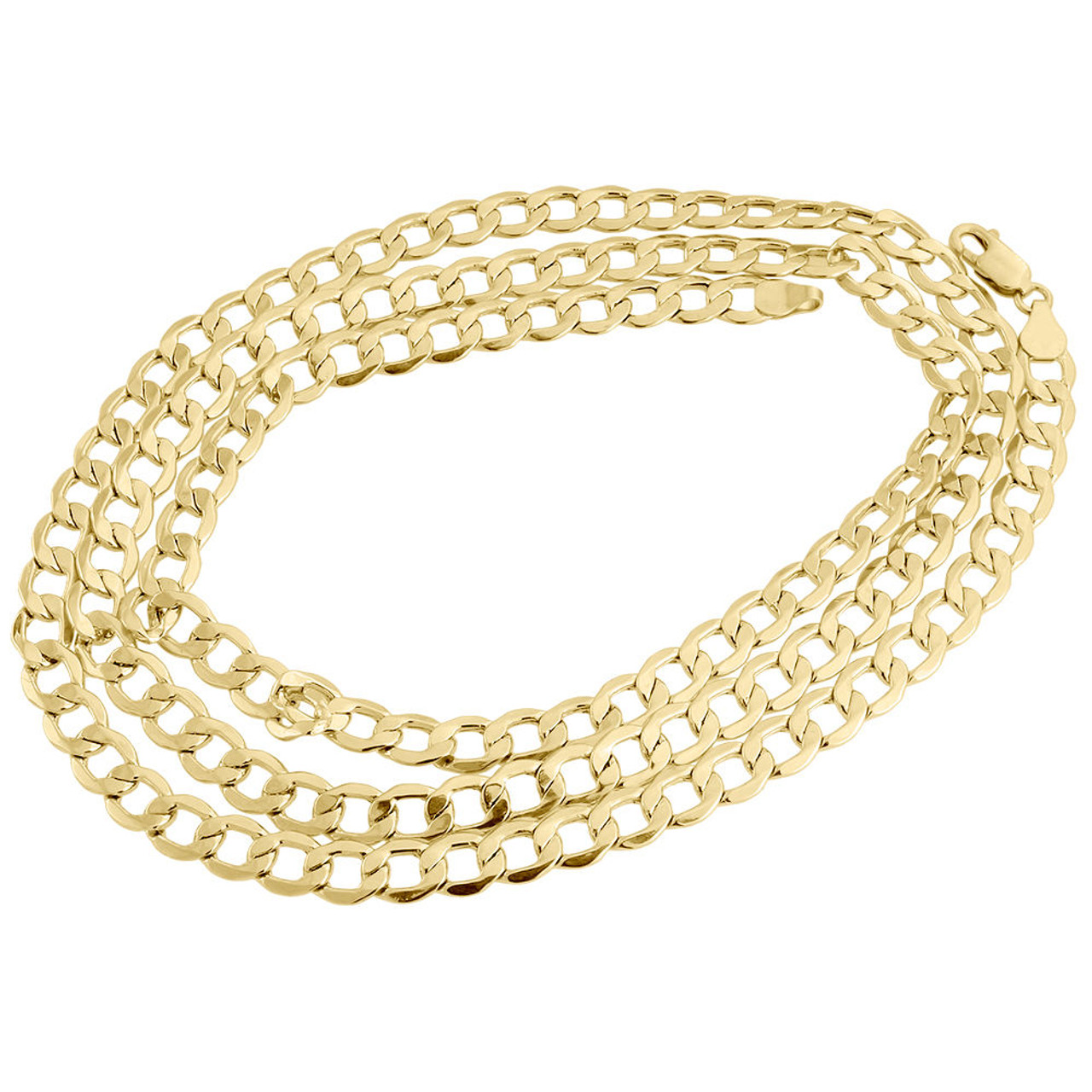 10K Yellow Gold 6.50mm Hollow Plain Cuban Curb Link Chain Necklace 16-30 Inches
