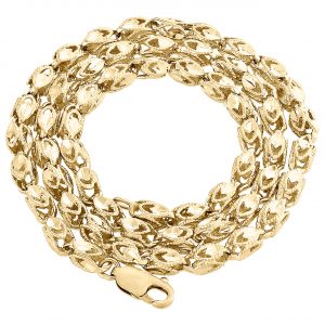 10K Yellow Gold 3D Turkish Rope Fancy Link 5.50mm Chain Statement Necklace