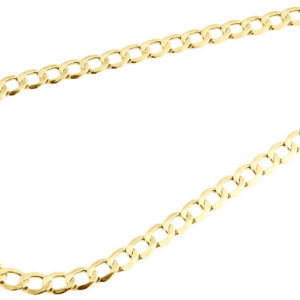 Men & Women 10K Yellow Gold Flat Curb Cuban Chain 3.90mm Necklace 16-26 Inches