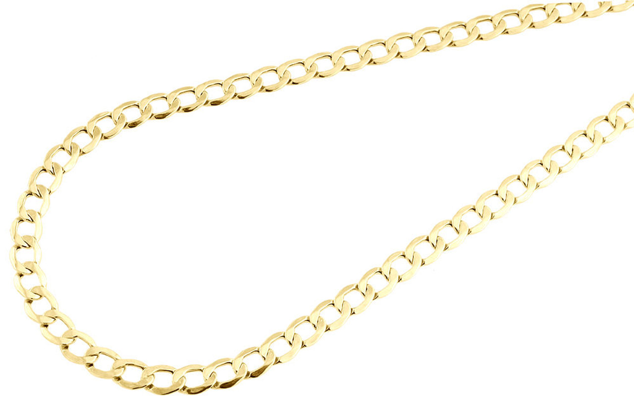 Men & Women 10K Yellow Gold Flat Curb Cuban Chain 3.90mm Necklace 16-26 Inches