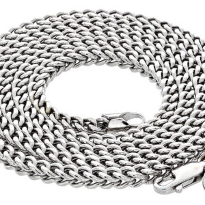 10k Real White Gold 4.0mm Franco Box Cuban Chain Necklace