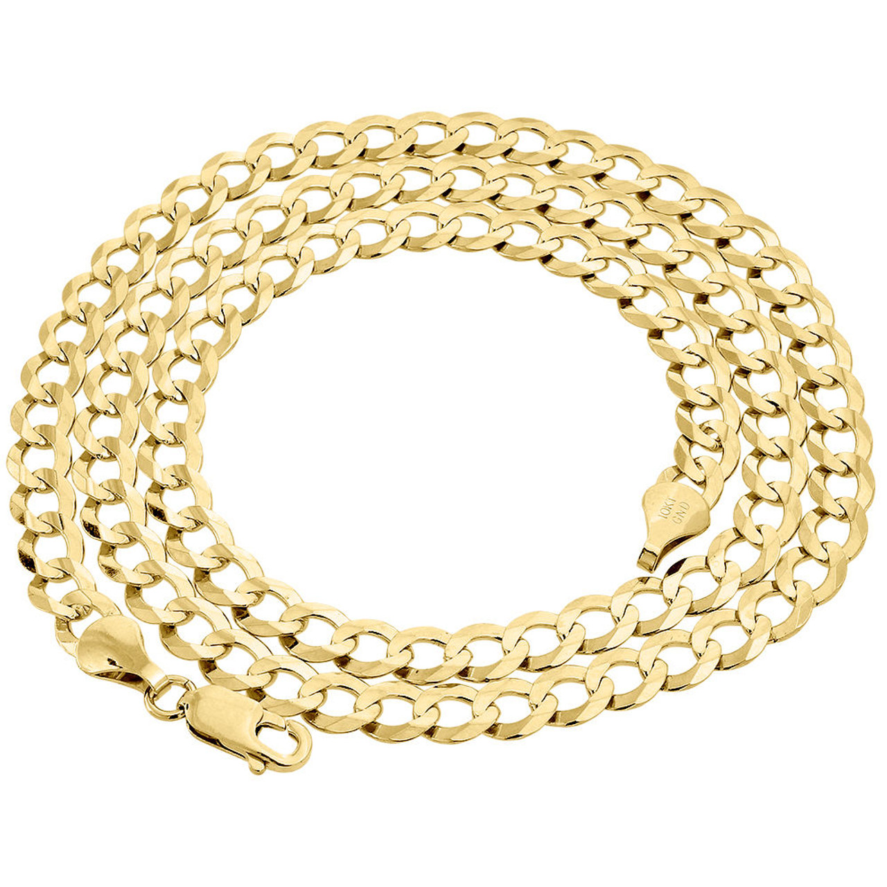 10k Yellow Gold Solid Plain Curb Cuban Chain 5.5mm Necklace 18" - 34"