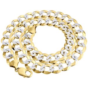10K Yellow Gold Solid Diamond Cut Cuban Link Chain 13mm Necklace 22" - 36"