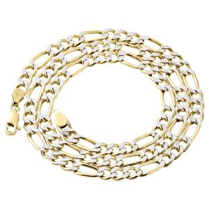10K Yellow Gold Diamond Cut Solid Figaro Style Chain 5mm Necklace 16"-30"