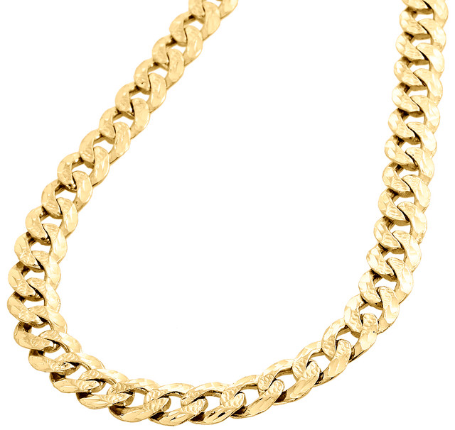 Real 10K Yellow Gold Diamond Cut Fancy Miami Cuban Chain 8.5 mm Necklace 28"