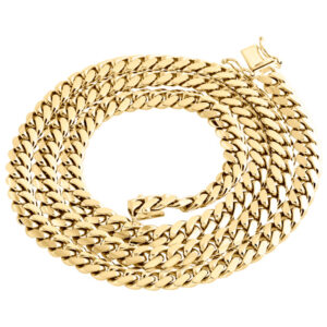 10K Yellow Gold Solid Miami Cuban Link Chain 6.50 mm Box Clasp Necklace 20"-30"