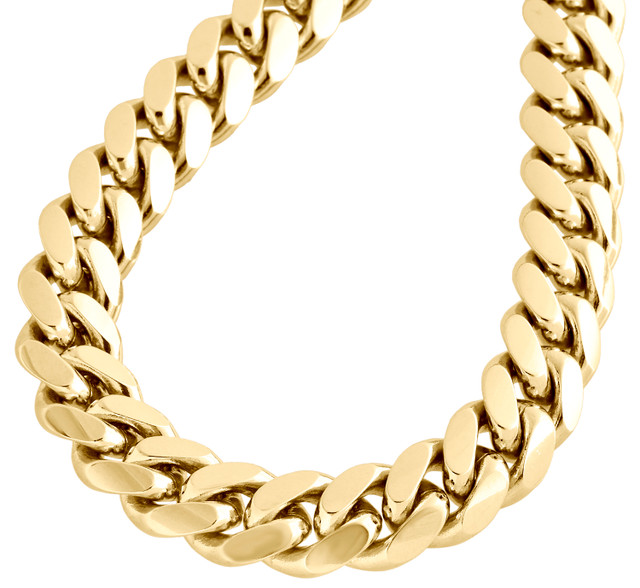 10K Yellow Gold Solid Miami Cuban Link Chain 9 mm Box Clasp Necklace 26-36 Inches