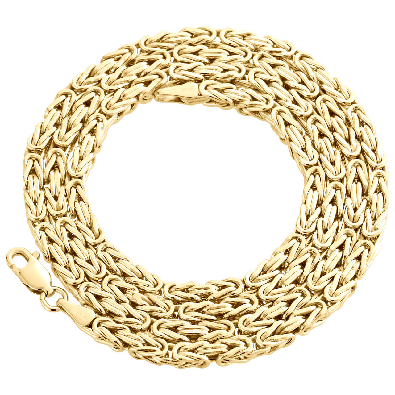 Men's Real 10K Yellow Gold Box Byzantine Link Chain 3.10mm Necklace 22-30 Inches