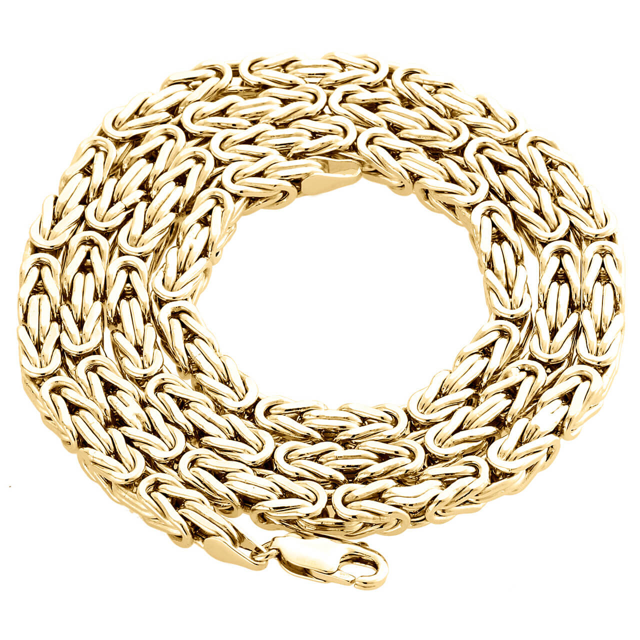 Men's Real 10K Yellow Gold Box Byzantine Link Chain 4.90mm Necklace 22-30 Inches