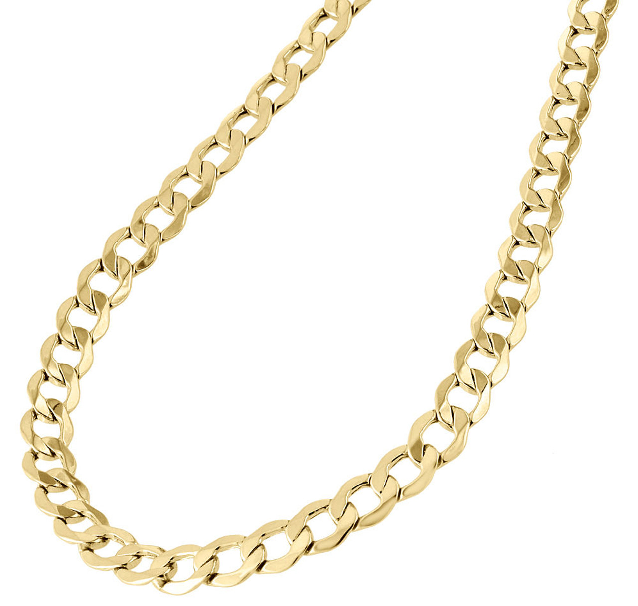 Men's Real 10K Yellow Gold Hollow Cuban Curb Link Chain Necklace 6.50mm 20-30