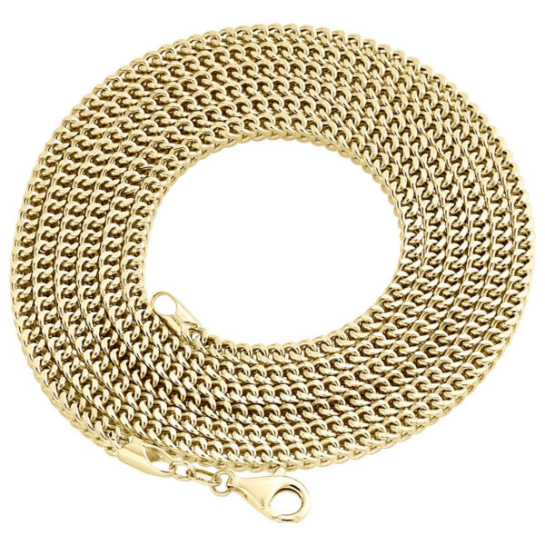 Real 10K Yellow Gold 3D Hollow Franco Box Link 3 mm Chain