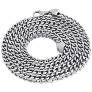 10K White Gold 3D Hollow Franco Box Link Chain 6.75 mm Necklace